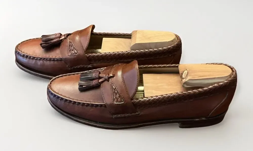 Allen Edmonds Maxfield Tassel Loafers Brown Leather Shoes 47716 Men's 8.5 B